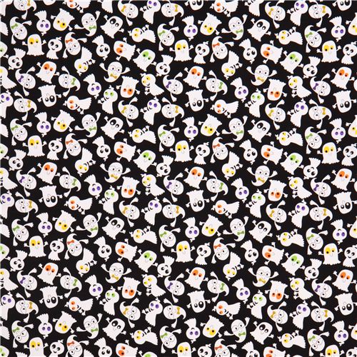 black ghost Halloween fabric Slime Time Fabric by Japanese Indie - modeS4u