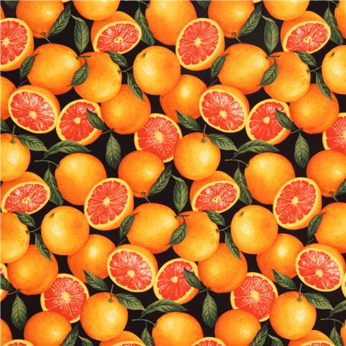 schwarzer Grapefruit Obst Stoff von Timeless Treasures 2