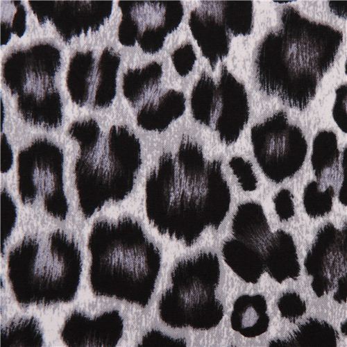 black grey white leopard animal skin print Michael Miller fabric Fabric