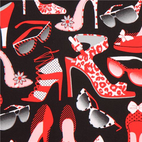 black high heels shoe fabric by Henry Glass 1