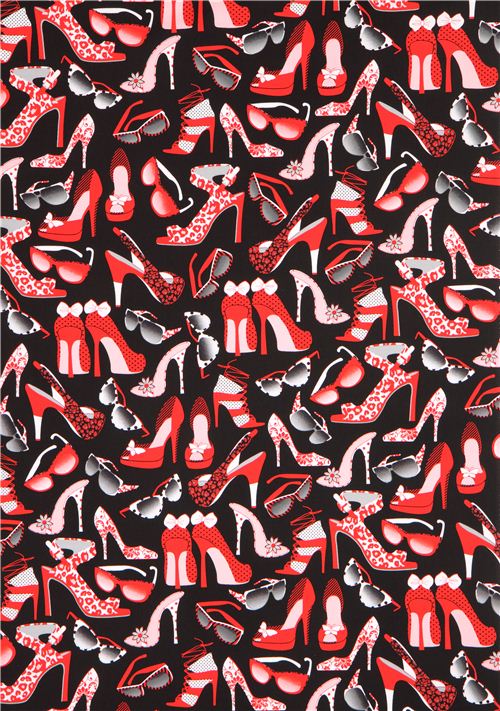 black high heels shoe fabric by Henry Glass 3