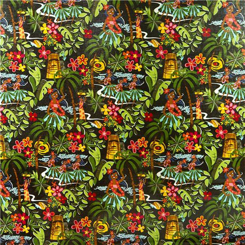 Leis Luaus and Alohas Hawaiian Hula Girls Fabric by Alexander