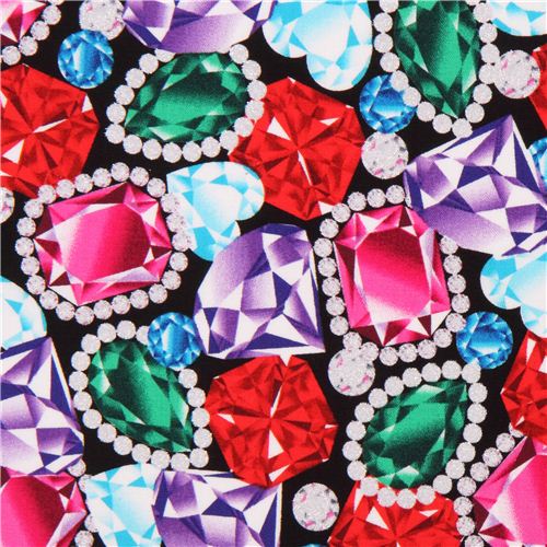 black jewel diamond gem glitter fabric Timeless Treasures USA modeS4u