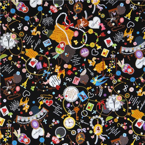 black kawaii fabric matryoshka France Bambi Japan 2