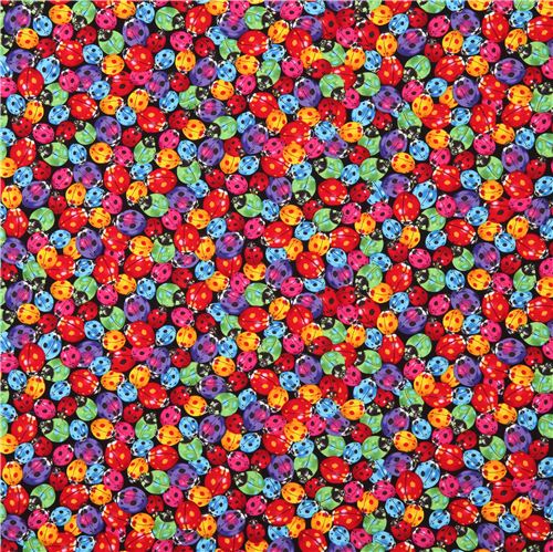 black ladybirds colorful bug fabric by Timeless Treasures USA 3