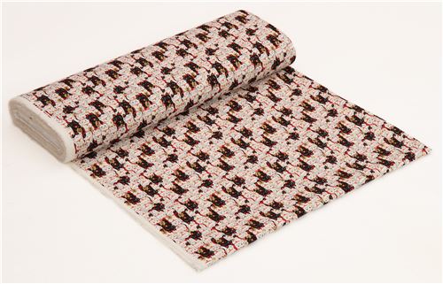 black light cream fortune cat Dobby fabric by Cosmo from Japan 4