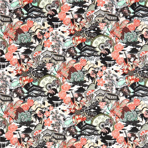 black light green character flower anime Manga fabric Trans-Pacific Textiles 3