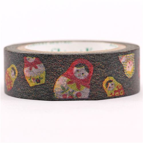 black matryoshka Russian dolls Washi Tape deco tape Matryoshka Tapes