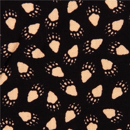 schwarz Mini Br Pfotenabdruck Tier Stoff Timeless Treasures 1