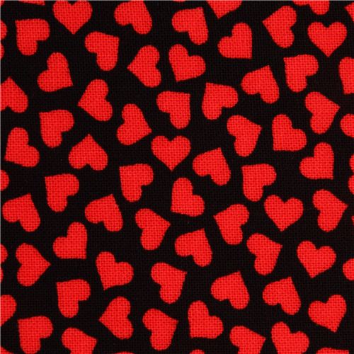 black mini hearts fabric par Robert Kaufman from the USA 1
