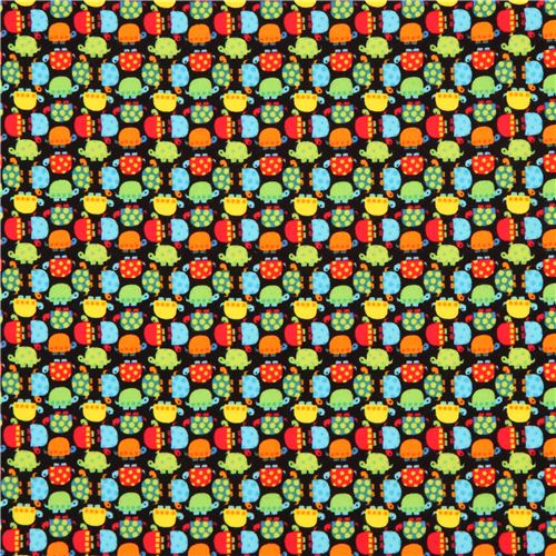 black mini turtle animal flannel fabric Timeless Treasures 2