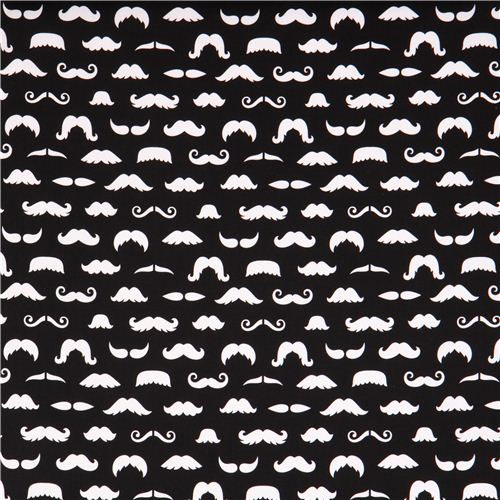 black moustache fabric Robert Kaufman Merry Mustaches 2
