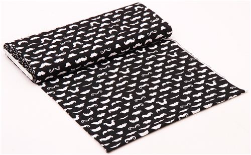 black moustache fabric Robert Kaufman Merry Mustaches 3