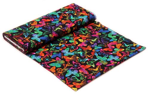 black multi color butterfly fabric by Timeless Treasures  3