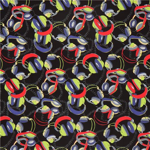 black music headphones fabric by Timeless Treasures 2