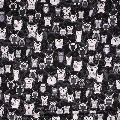 black night owl fabric Nite Owls by Judy Hansen 3