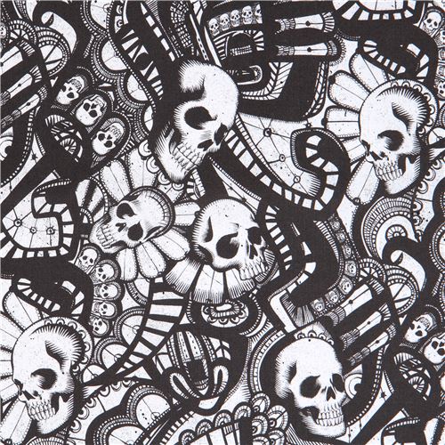 black off-white Alexander Henry fabric skull The Catacombs 1