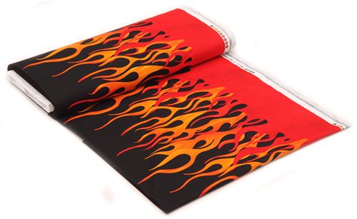Remnant (43 x 112 cm) - black orange red flame fire Michael Miller fabric 3