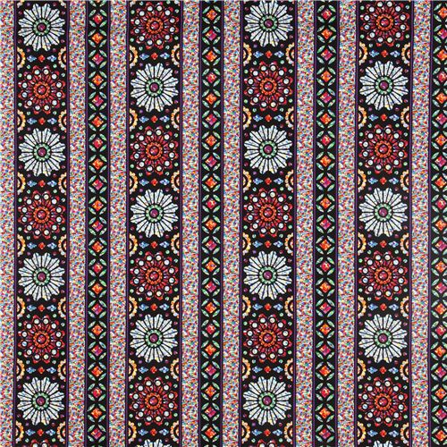 black ornament stripe mosaic fabric by Timeless Treasures 2
