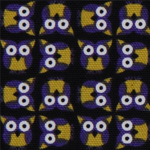 schwarzer Eulen Kokka Oxfordstoff kawaii aus Japan 1