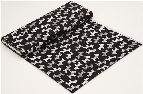 black patterned dog animal fabric by Robert Kaufman USA 3