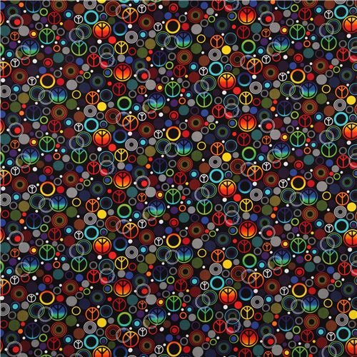 black peace signs fabric by Timeless Treasures 2