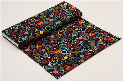 black peace signs fabric by Timeless Treasures 3
