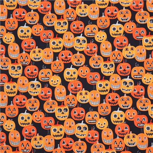 black pumpkin Halloween fabric Alexander Henry Jack O'Lantern JR - modeS4u