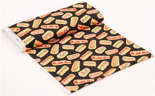 schwarzer Sandwich Brot Essen Stoff Timeless Treasures USA 3