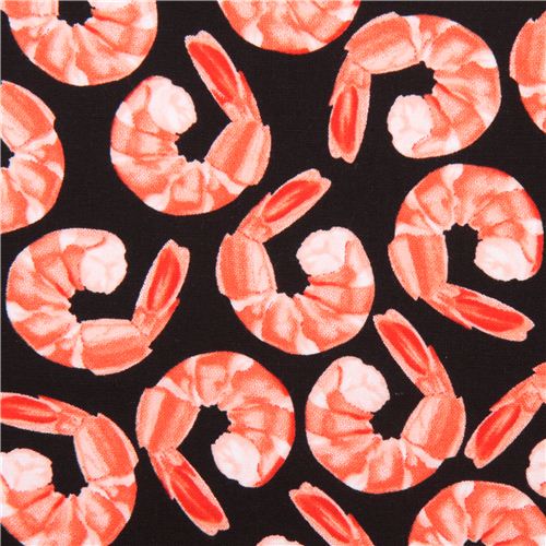 black shrimp food fabric Timeless Treasures USA Fabric
