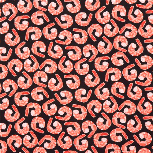 black shrimp food fabric Timeless Treasures USA 2