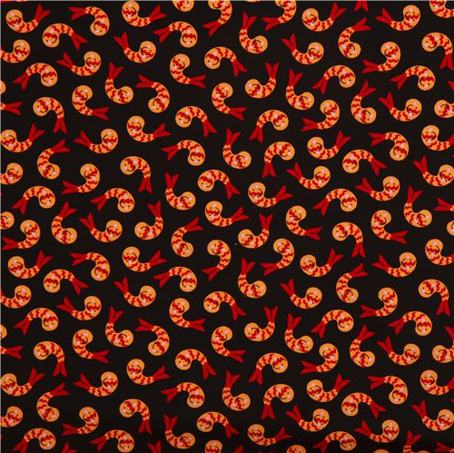 black shrimps animal fabric de Robert Kaufman USA 2