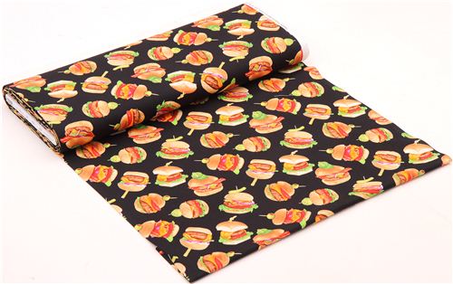black slider mini burger food fabric Timeless Treasures USA 3