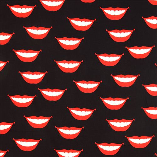 black smile mouth fabric by Alexander Henry USA 3
