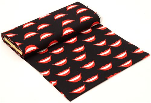 black smile mouth fabric by Alexander Henry USA 4