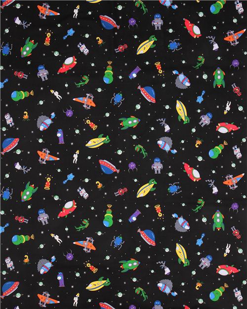 black space alien fabric Mission Space Quilting Treasures 2