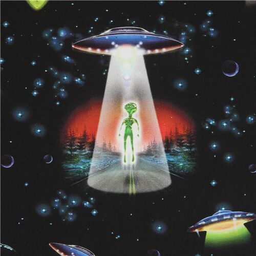 Area 51 Outer Space Alien UFO Fabric by Robert Kaufman - modeS4u