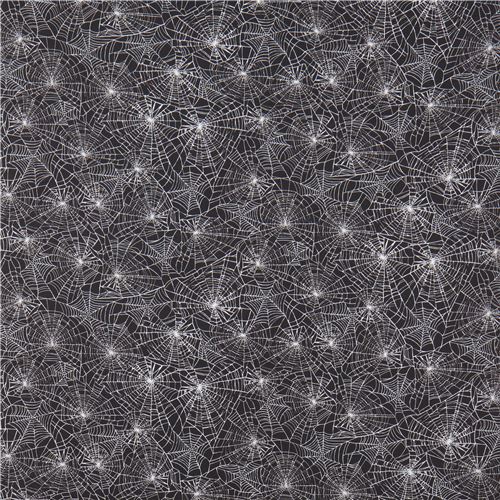 Remnant (39 x 24 cm) - black spider web Halloween fabric by Robert Kaufman 3