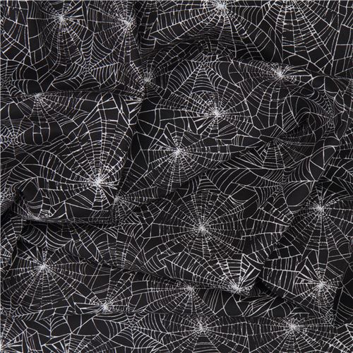Remnant (39 x 24 cm) - black spider web Halloween fabric by Robert Kaufman 4