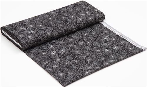 Remnant (39 x 24 cm) - black spider web Halloween fabric by Robert Kaufman 6