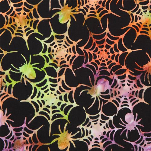 black spider web fabric by Timeless Treasures 'Spiders Batik' 1