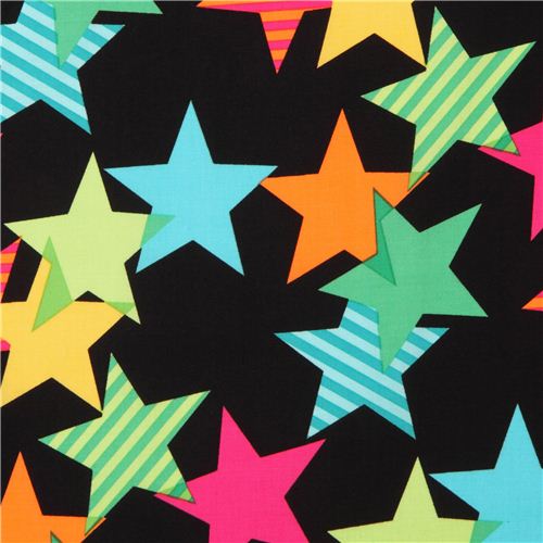 black stars fabric 'Stars-A-Lined' Primary by Michael Miller USA - modeS4u