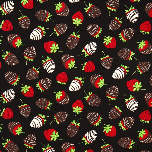 black strawberries with chocolate fabric Timeless Treasures 2