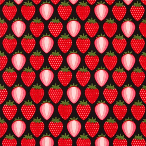 black strawberry fabric by Timeless Treasures from the USA Fabric by ...