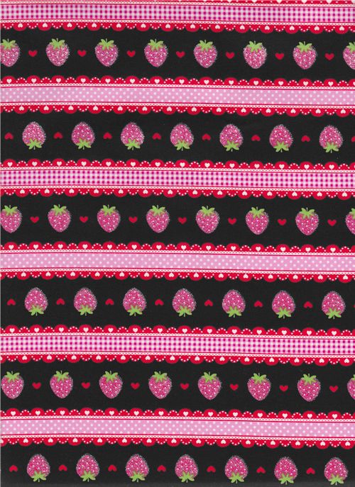 black strawberry glitter Japanese fabric Lecien 2