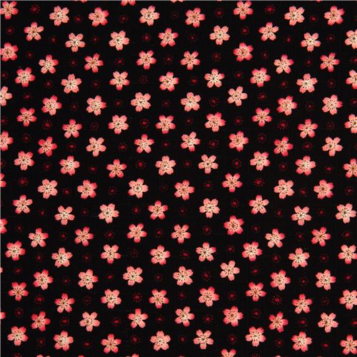black structured cherry blossom flower fabric Cosmo 2