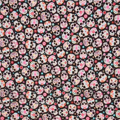 black sugar skull knit fabric by Timeless Treasures modeS4u
