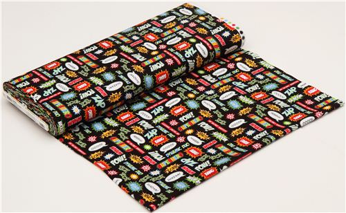 black superhero speech bubbles fabric Robert Kaufman 3