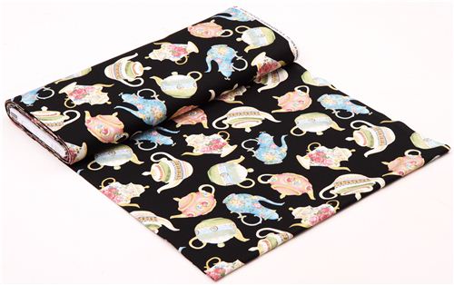 schwarzer Teekanne Gold Stoff High Tea Timeless Treasures 3