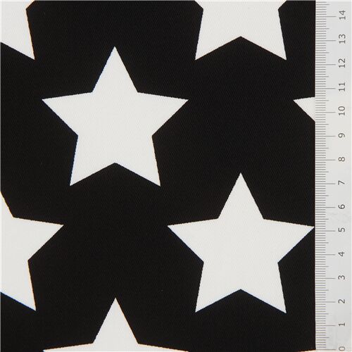 black twill fabric by Kokka with white stars - modeS4u